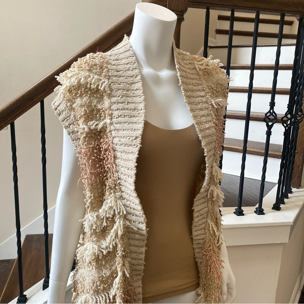 ANTHROPOLOGIE MOTH Quinta Boho Fringe Cardigan, X Small - Picture 5 of 10